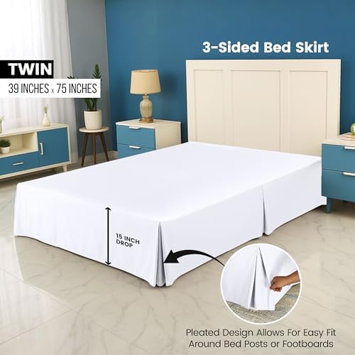 Utopia Bedding Twin Bed Skirt - 20 Pack - Soft Quadruple Pleated Ruffle - Easy Fit with 15 Inch Tailored Drop - Hotel & B&B Quality, Shrinkage and Fade Resistant (Twin, White) - Image 2