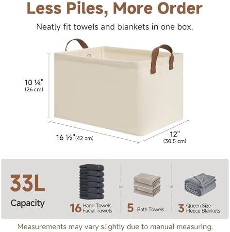 StorageWorks Closet Storage Bins, Storage Baskets for Shelf, Beige, 2-Pack - Image 6