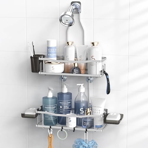 Hanging Shower Caddy Over Shower Head - No Drill Rustproof Shower Rack by Aitatty