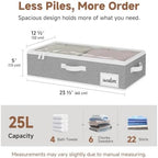 StorageWorks 5 Inch Low Profile Under Bed Storage Containers with Clear Lid | Reinforced Structure, Resists Sagging, Handles & Label Holder, Foldable Stackable Closet Storage for Clothes, Blankets, Toys - Image 2