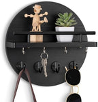 10.2" Key Holder Wall Mount with Shelf & Mail Organizer, 8 Hooks Black by dreampossible