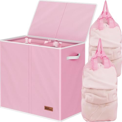 Simple Houseware Double Laundry Hamper with Lid & Removable Bags, Pink by SimpleHouseware