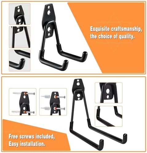 GUDEMAY 32 Pack Steel Garage Hooks Heavy Duty, Utility Wall Mount Hook with Anti-Slip Coating, Hanger & Organizer for Bulk Items, Bikes, Ladders, Power Tools, Ropes, and More Equipment - Image 5