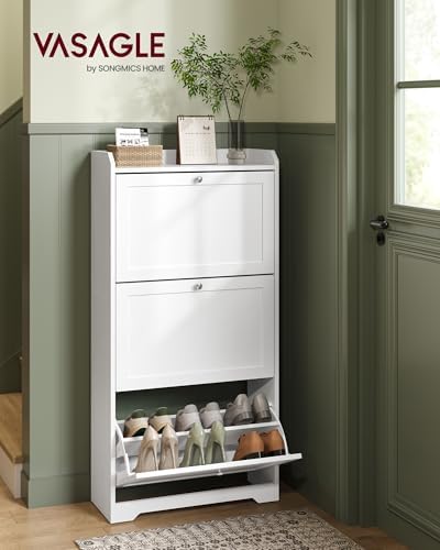 VASAGLE Shoe Storage Cabinet with 3 Flip Drawers, Slim, Holds 12‑20 Pairs - Image 2