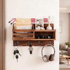 Solid Wood Key and Mail Holder for Wall, Brown - Image 4