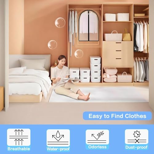 Garment Bags for Hanging Clothes (24''X48'' Set of 12) Suit Bags for Closet Storage Plastic Waterproof Suit Cover Bags with Zipper for Suit, Sweaters, Coat Protector Travel Closet Clothing - Image 7