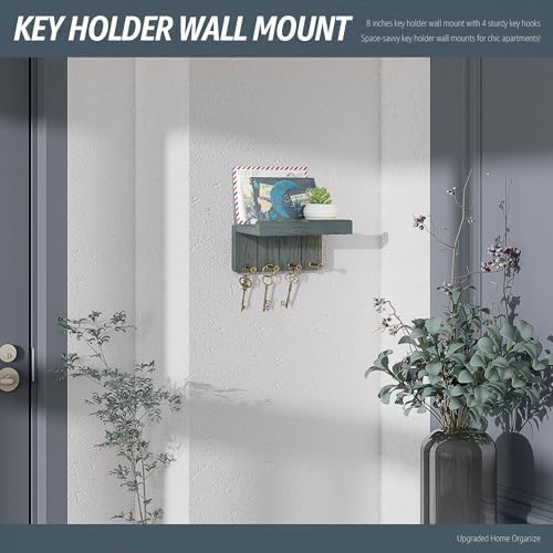 Rebee Vision Key Holder Wall Mount with 4 Hooks for Room Decor, Royal Blue - Image 3