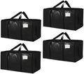 4 Pack-Extra Large Heavy Duty Moving Bags - Waterproof Storage Totes with Handles & Zippers, Foldable for College Dorm, Storage (Black) by Unknown