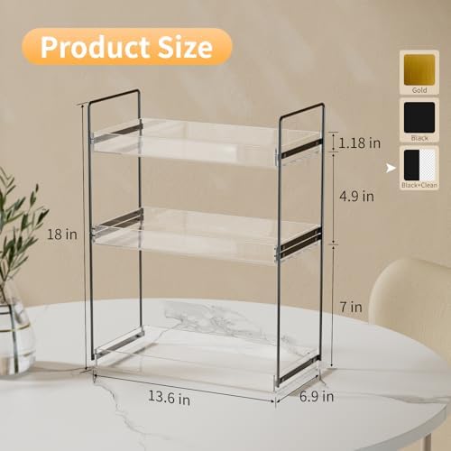 NPPLUS 3 Tier Bathroom Counter Organizer Matte Black+Clear Acrylic Vanity - Image 2