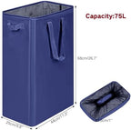 efluky Slim Laundry Basket, Narrow Laundry Hamper with Handles, Collapsible Dirty Clothes Hamper, Tall Laundry Bin for Laundry Room, Dorm and Bedroom, 12.7 Gallons(75L) Blue - Image 2