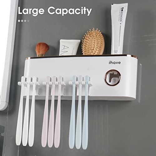 iHave Toothbrush Holders for Bathrooms Wall Mounted with Dispenser & 3 Cups - Image 2