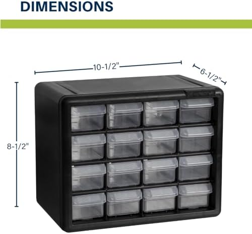 Akro-Mils 16-Drawer Plastic Drawer Storage Cabinet for Garage Organization, Beads, Makeup Organizer, Building Bricks Storage, Teacher Toolbox, 10-1/2-Inch W x 6-1/2-Inch D x 8-1/2-Inch H, 10116 White - Image 2