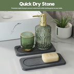 2Pack Diatomite Stone Coasters Water Absorbing Sink Tray for Kitchen & Bathroom Counter, Quick Dry Soap Dish Vanity Caddy, Dispenser Sponge Holder Space Organizer, Dark Gray - 8"x 3.8" - Image 2