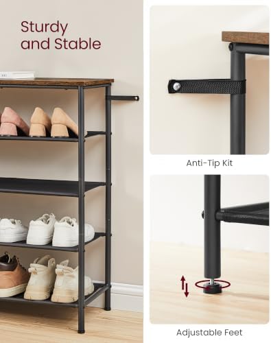 VASAGLE 5-Tier Shoe Rack, 20-24 Pairs, Steel Frame - Image 5
