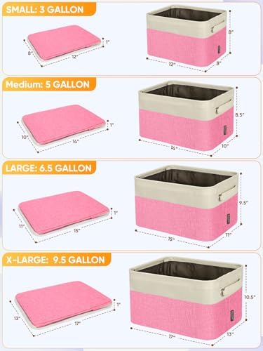 BALEINE 2 Pack Fabric Closet Storage Bins for Shelves, Linen Closet Organizers and Storage, Decorative Baskets for Organizing, Shelf, Clothes, Home, Office (Pink, 12"x8"x8") - Image 2