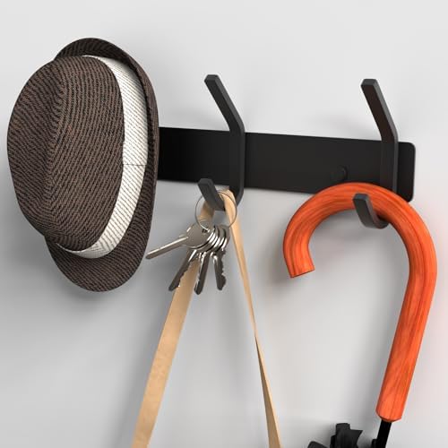 VAEHOLD Coat Hooks Wall Hook for Hanging Clothes Robes Towels Hats Heavy Duty Coat Hanger Coat Rack Wall Mount with 3 Hooks - Black - Image 5