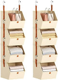 Homsorout Hanging Closet Organizer 4 Tier - Clothes Hanging Shelves, Space-Saving Closet System, Fabric Storage Bins Bedroom Organization, Collapsible Baskets for Home, Dorm, Rv, Beige, 8 Pack by Homsorout