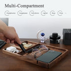 Walnut Wooden Valet Tray – Bedside Table Organizer for Men Dad, Edc Catch All Tray with Cable Slot (11.4 x 7.9 x 0.8 Inch) - Image 4