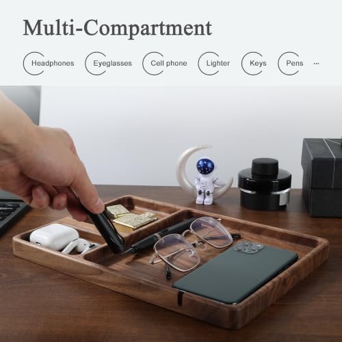 Personalized Walnut Valet Tray – Custom Engraved Wooden Nightstand Organizer, Personalized Gift for Dad Mom Men Women Husband Wife Lover Friend - Image 5