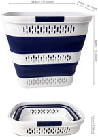 SAMMART 38L (10 Gallon) Collapsible Plastic Laundry Basket - Foldable Pop-Up Storage Container/Organizer – Portable Space Saving Laundry Hamper (1, White/Starry Blue) - Image 4
