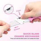 TOPLINE 2-Pack Pink Utility Knife Set, Retractable Pink Box Cutter - Image 5