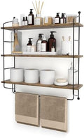 Sorbus 3-Tier Floating Shelves for Wall, Bathroom Storage & Decor (Brown) by Sorbus