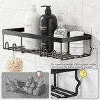 Moforoco Shower Caddy Shelf Organizer Rack, Self Adhesive Black Bathroom Shelves Basket, Home Farmhouse Wall Inside Organization and Storage Decor Rv Accessories, First Camper Apartment Essentials - Image 4