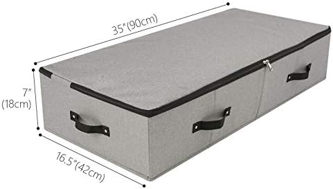 AMJ Large Sturdy Underbed Storage Box with Zip Lid, Rigid Sturdy Plastic Board inside, Handles on all sides, Dark Gray - Image 2