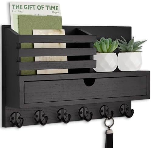 Key Holder Wall Mount, Mail Holder with Storage Drawer by Lucundm