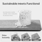 Razborci 2PCS Instant Dry Diatomite Stone Counter Makeup Tray Organizer, Fast Drying Caddy Kitchen Sponge Holder Mat, Bathroom Vanity Toothbrush Bottle Dispenser Soap Dish Rack, Light Gray, 8"x 3.8" - Image 3