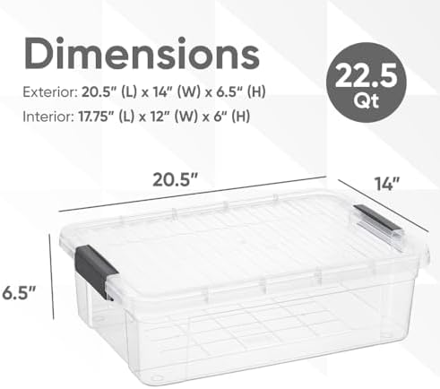 Superio Storage Bins with Lids, Clear Plastic Containers for Organizing, Stackable Totes, BPA Free, Odor Free, Organizer Boxes for Home, and Dorm (3 Pack, 22.75 Qt) - Image 2