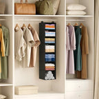 Lifewit Hanging Closet Organizer and Storage for Clothes 7 Tier | Portable, Foldable, Fabric, Top of Shelves with 2 Sturdy Hooks, Clothing Organization for Wardrobe, Dorm, Bedroom, Black - Image 2