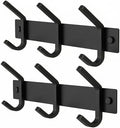 Coat Rack Wall Mount – 9 Inch Stainless Steel Hook Rail with 3 Double Coat Hooks for Hanging – Wall Mounted Entryway Organizer for Coats, Hats, Bags, Towels, Robes, Closet or Bathroom - Black 2 Pack by SAYONEYES