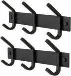 Coat Rack Wall Mount – 9 Inch Stainless Steel Hook Rail with 3 Double Coat Hooks for Hanging – Wall Mounted Entryway Organizer for Coats, Hats, Bags, Towels, Robes, Closet or Bathroom - Black 2 Pack by SAYONEYES