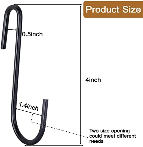 ESFUN 30 Pack Heavy Duty S Hooks 4 inch Black S Shaped Hooks Hanging Hangers Pan Pot Holder Rack Hooks for Kitchenware Spoons Pans Pots Utensils Clothes Bags Towels Plants - Image 2