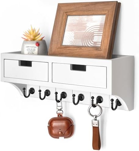Rebee Vision Key Holder Wall Mount with Drawers for Apartment, Modern White by REBEEVISION