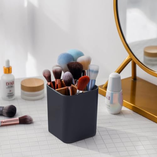 Bamboo Toothbrush Holder for Bathrooms Toothpaste Organizer - Cool Grey - Image 3