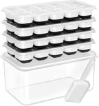DOQAUS Ice Cube Tray with Lid and Bin,4 Pack Ice Cube Trays for Freezer by DOQAUS