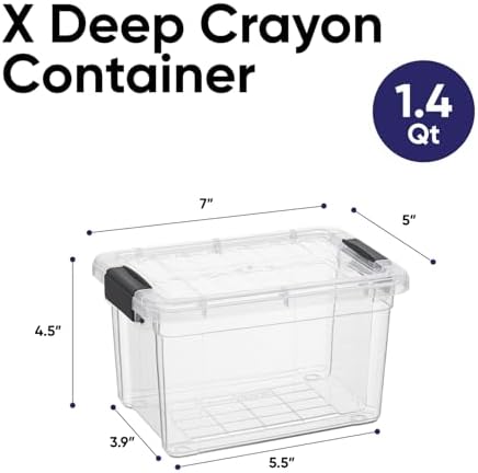 Superio 1.4 Quart Mini Clear Plastic Storage Container with Lid, Stackable Small Organizer Box for Crayons, Art Supplies, Beads, Sewing, Stationery & Food Storage, 1 Pack - Image 2