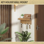 Rebee Vision Key Holder Wall Mount with 4 Hooks for Room Decor, Light Brown - Image 2