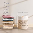 Nunsino Laundry Hamper 62L,Large Laundry Basket for Clothes,Decorative Storage Basket for Blankets,Cotton Rope Woven basket for bedroom,Brown White - Image 6