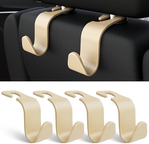 4-Pack Car Headrest Hooks Holds 55lbs Seat Storage Organizer for Bags by Amooca