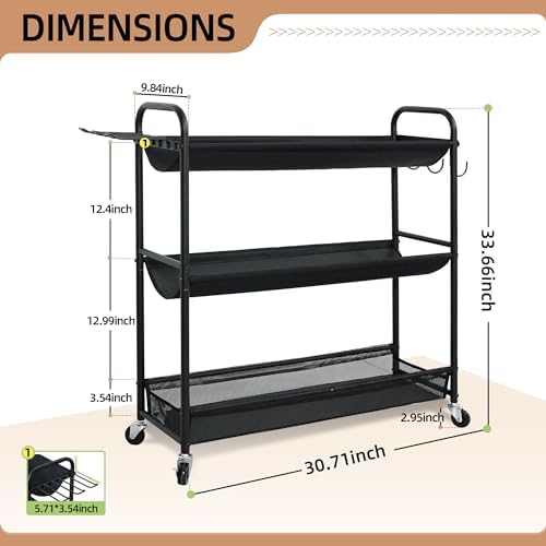 STORAGE MANIAC Basketball Rack 3-Shelf Training Stand with Wheels - Image 2