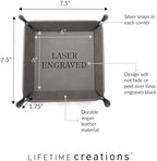 Lifetime Creations Personalized Valet Tray (Gray) - Custom Engraved Vegan Leather Snap Catchall, Gifts for Groomsmen - Image 5