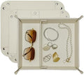 UnionBasic Medium Jewelry Tray for Rings Watches Earrings, Entryway Catchall Caddy for Coins Keys Change, Nightstand Bedside Valet Holder, Trays for Electronic Gadgets, Lychee Beige Plus by UnionBasic