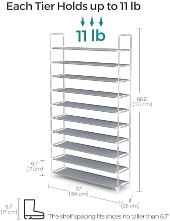 SONGMICS Shoe Rack, 10-Tier Shoe Shelf, Shoe Storage Organizer - Image 3