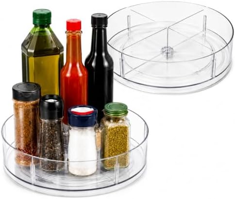 2 Pack Lazy Susan Organizer, 10.5 Inch Turntable Organizer with Non-Skid Base, Lazy Susan Organizer for Cabinet, Kitchen Countertop, Pantry, Refrigerator and Bathroom Storage (2 Pack, 11.5) by Unknown