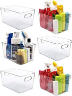 Clear Plastic Storage Bins, Perfect for Kitchen Organization or Pantry Organization and Storage, Laundry Room, Fridge, Freezer Organizer Plastic Storage Containers for Organizing, Cabinet Organizers by CONTROLKITCHEN