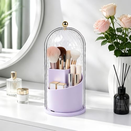Toothbrush Holder with Cover for Bathroom Countertop, Organizer, Purple - Image 5