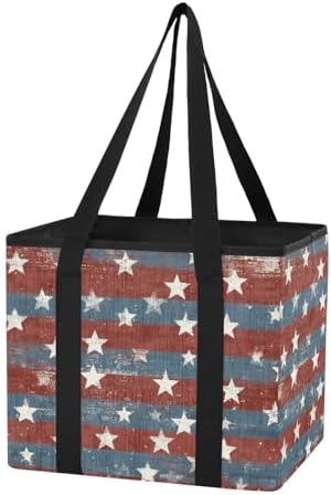 Trunk Organizer Collapsible Car Organizer with Handle Car Storage Box Bin for Groceries SUV Utility Tote Bag Portable Vehicle Container Vintage Stars July 4th by WelcometoElliTarr